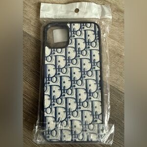 Christian Dior 
Designer Blue Patterned Phone Case